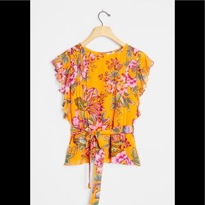 Anthropologie / Farm Rio Adonis pintucked blouse, M